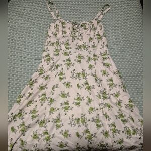 Parthea Green Floral Corseted/Lace-up Dress